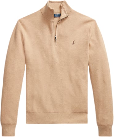 Polo Ralph Lauren 32/2 Cottonlsl-plo Mand Camel Melange Langærmede Poloer Str S - hos Magasin