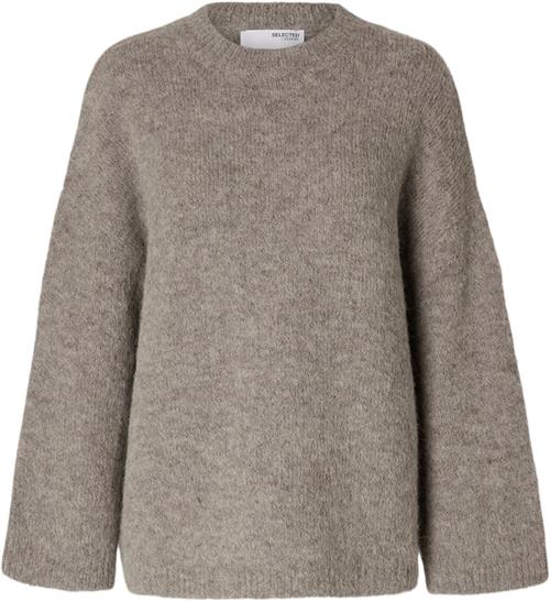 Selected Femme Slfgabella LS Wool Knit Oneck Camp Kvinde Lyserød Sweaters Loose Fit Str XS - hos Magasin