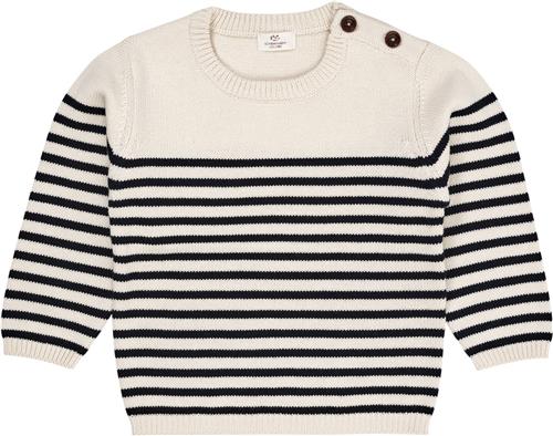 Copenhagen Colors Knitted Striped Sailor Jumper Kvinde Cream/navy Sweaters Str 128 - Bomuld hos Magasin