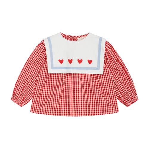 Flöss Anna Gingham Bluse Ruby | Rød | 92 cm