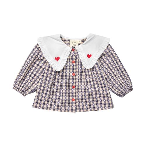 Flöss Selma Gingham Bluse Indigo Heart | Blå | 92 cm