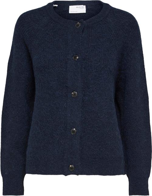 Selected Femme Slflulu LS Alpaca Blend Knit Short Cardigan B NO Kvinde Dark Sapphire/melange Cardigans Str L - hos Magasin