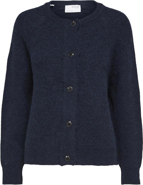 Selected Femme Slflulu LS Alpaca Blend Knit Short Cardigan B NO Kvinde Dark Sapphire/melange Cardigans Str XL - hos Magasin