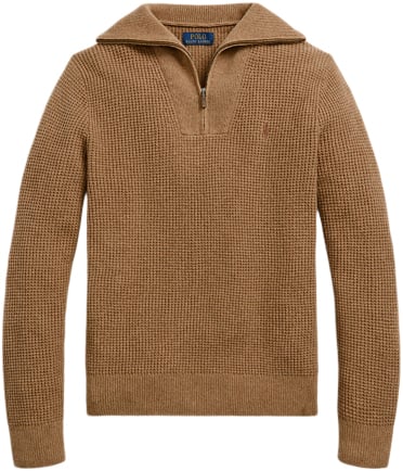 Polo Ralph Lauren Cotton Woollsl-plo Mand Brown Sugar Melange Langærmede Poloer Str XXL - hos Magasin