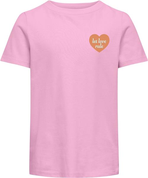 ONLY Kogsenna S/S Heart TOP BOX JRS Str 122/128 - Begonia Pink/love Kortærmede T-shirts Bomuld hos Magasin