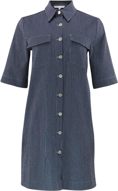 CONTINUE Kajsa Striped Dress Kvinde Denim Midi Kjoler Str S - Denim hos Magasin