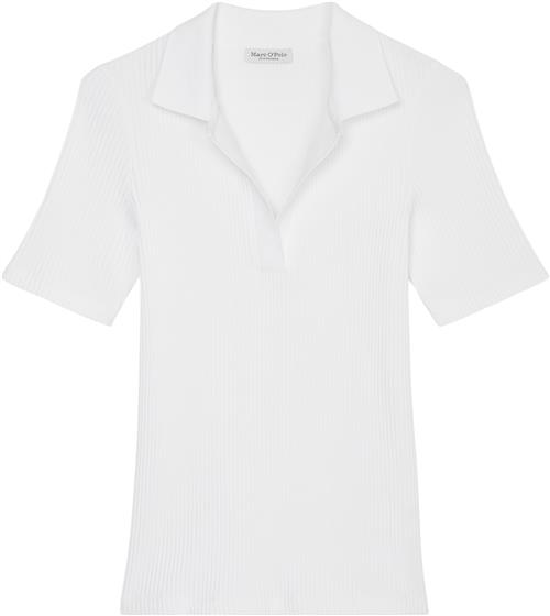 Se Marc O’Polo Polo Shirt, Short Sleeve, Flatknit Kvinde White Kortærmede T-shirts Str XS - hos Magasin ved Magasin