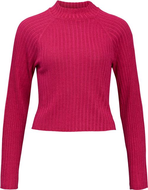 Object Objluna Lurex L/S Knit Pullover 124 Kvinde Magenta/w. Magenta Sweaters Str L - hos Magasin