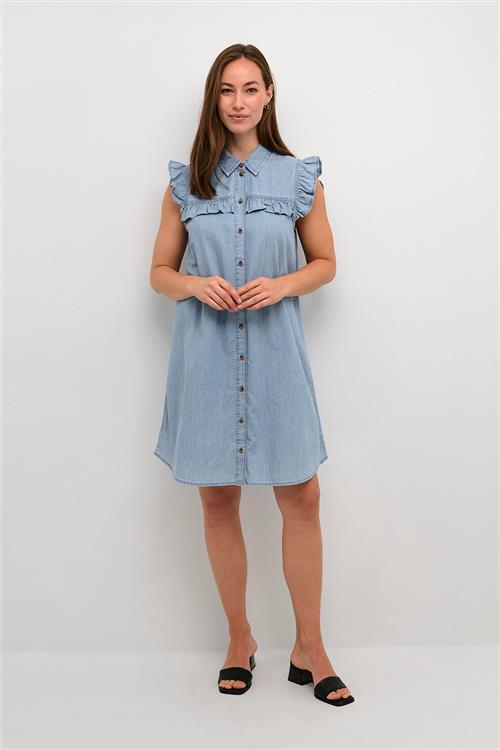 Culture Cuaurelia Short Dress Kvinde Light Blue Wash Korte Kjoler Str L - hos Magasin