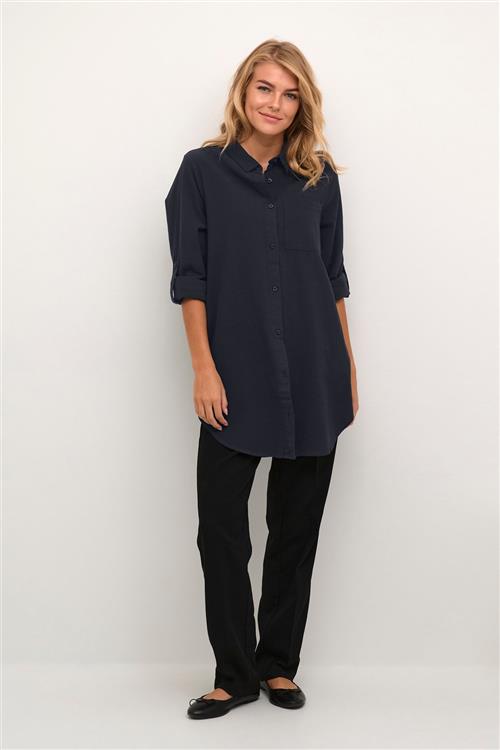 Kaffe Kanaya Shirt Tunic Kvinde Midnight Marine Tunikaer Str 46 - Bomuld hos Magasin