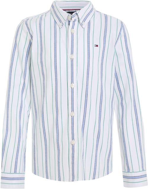 Tommy Hilfiger Flex Ithaca Shirt L/S Str 4 år / 104 cm - White Base/green/navy Stripes Skjorter hos Magasin