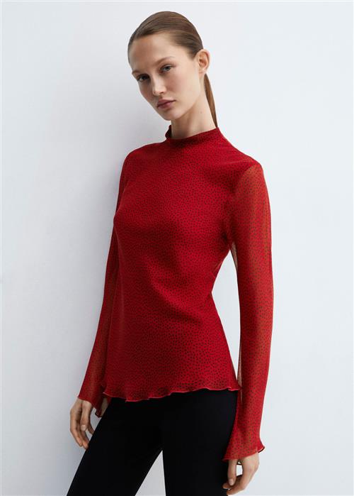 MANGO Back bow Blouse Kvinde Red Langærmede Bluser Str L - hos Magasin