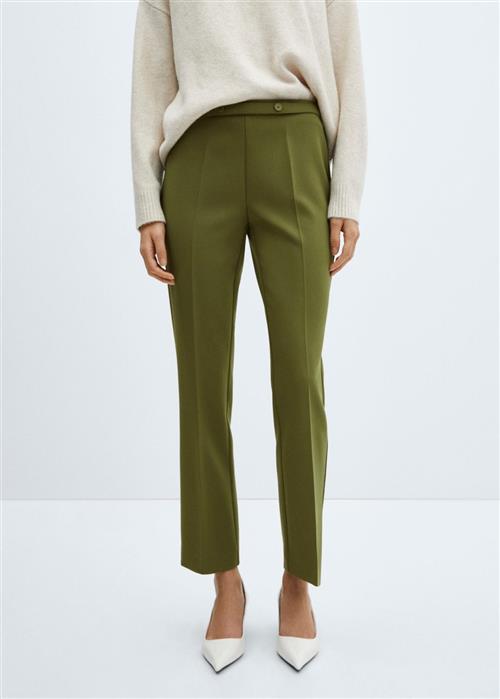 MANGO Belt Straightfit Trousers Kvinde Green Bukser Med Smalle Ben Str 40 - hos Magasin