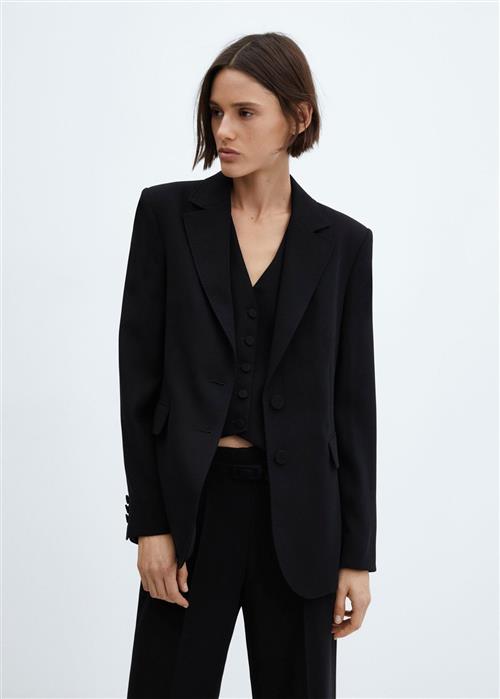 Se MANGO Straightfit Suit Jacket Kvinde Black Blazere Str L - hos Magasin ved Magasin