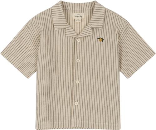 Konges Sløjd Elliot SS Shirt Gots Str 4Y - Tea Stripe Skjorter Bomuld hos Magasin