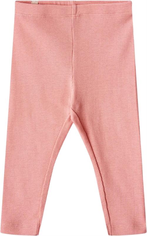 Wheat Rib Leggings Maddy Str 80/12m - Lyserød Leggings Bomuld hos Magasin