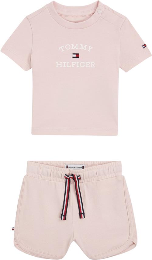 Tommy Hilfiger Baby TH Logo Short SET Str 3 mdr / 62 cm - Whimsy Pink Kortærmede T-shirts hos Magasin