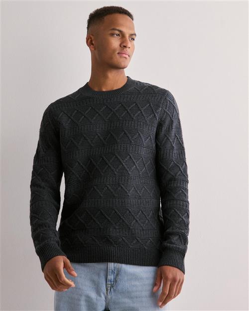 Only & Sons Onswade Reg 5 Struc Crew Neck Knit Striktrøjer Grå