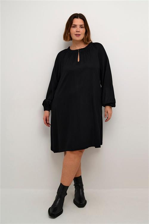 Kaffe Curve Kcjane Dress Kvinde Black Deep Midi Kjoler Str 44 - Viskose hos Magasin