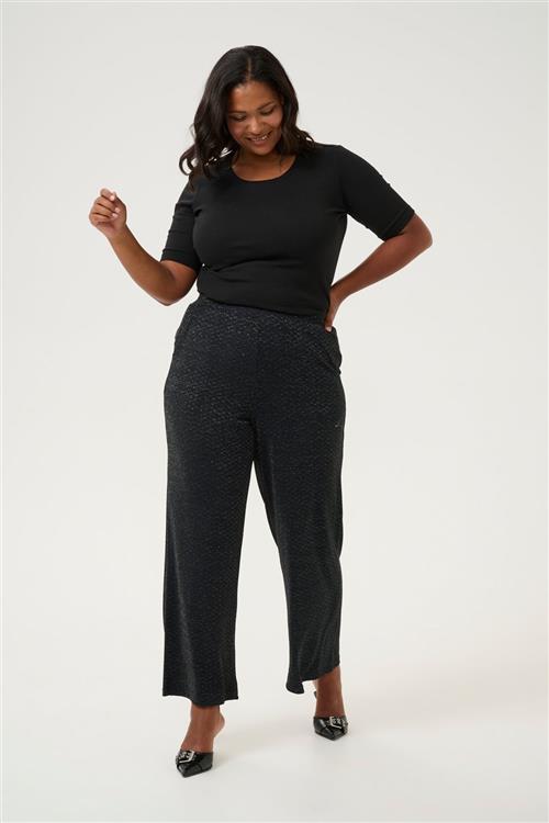 Se Kaffe Curve Kcellia Pants Kvinde Black Glitter Jersey Bukser Str XL - Polyester hos Magasin ved Magasin