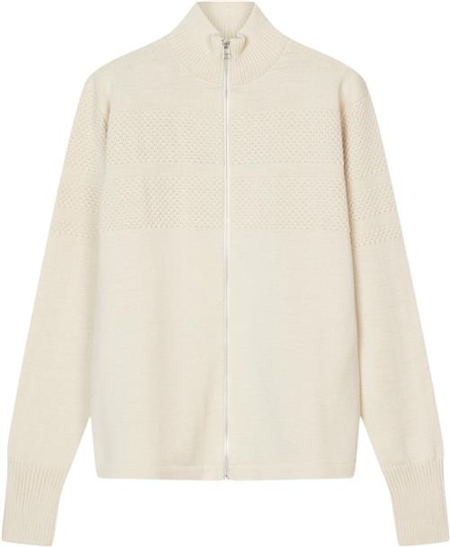 Se Mads Nørgaard - Copenhagen Wool Klemens Zip Knit Mand Hvid Sweaters Str L - hos Magasin ved Magasin