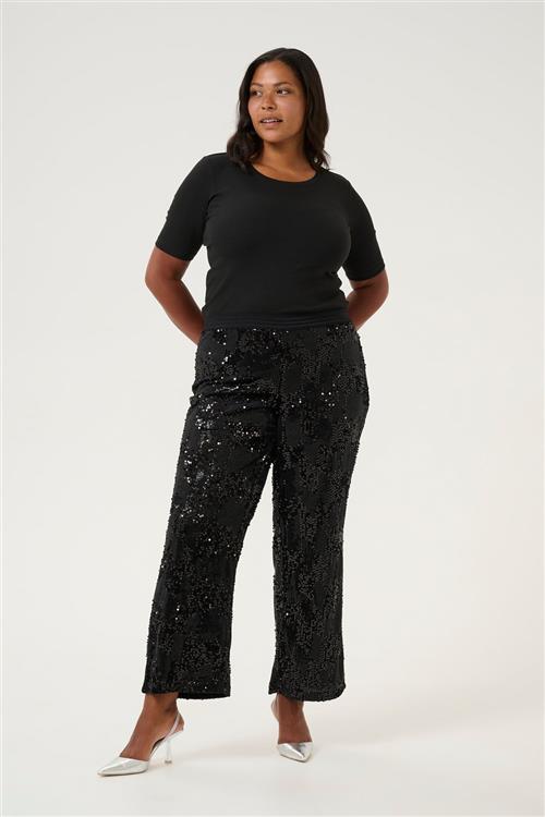 Se Kaffe Curve Kcnicoleen Sequin Pants Kvinde Black Deep Bukser Str S - hos Magasin ved Magasin