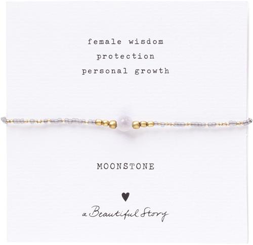 A Beautiful Story Iris Card Moonstone Bracelet GC 16-22cm - Kædearmbånd Med Vedhæng hos Magasin