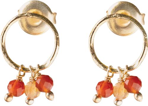 Se A Beautiful Story Genuine Carnelian Citrine Earrings GP 1,5cm - Ørestikker hos Magasin ved Magasin