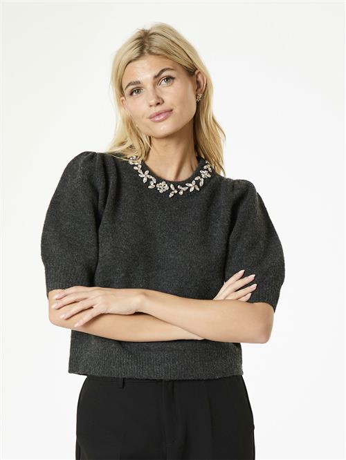 Se Neo Noir Maia Stone Knit Blouse Kvinde Antracit Melange Sweaters Str 40 - Uld hos Magasin ved Magasin