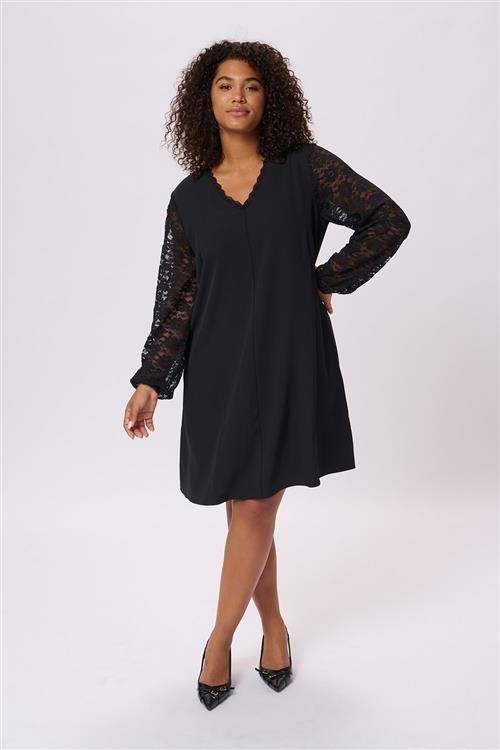 Kaffe Curve Kcmilli Lace Dress Kvinde Black Deep Midi Kjoler Str 48 - hos Magasin