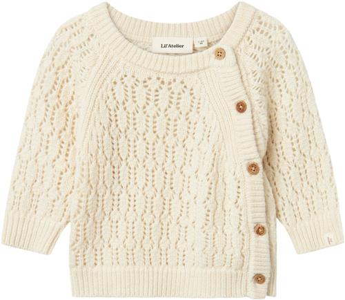 Lil' Atelier Nbfrenessa LS Wrap Knit LIL Str 68 - Turtledove Strik hos Magasin