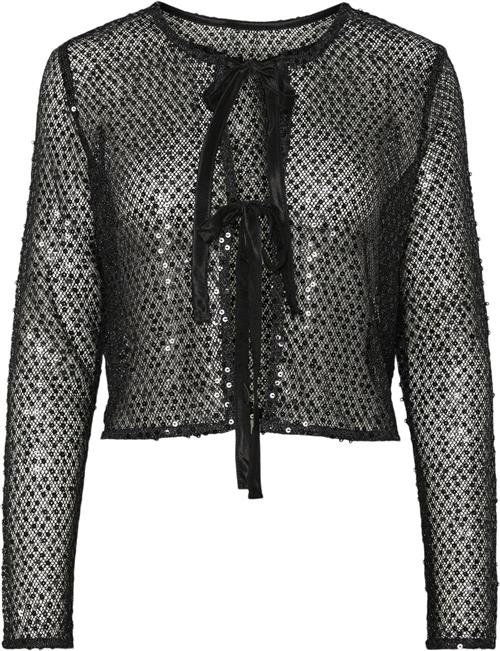 Pieces Pcrissi LS Reversible Sequins Cardi Kvinde Sort Toppe Regular Fit Str XS - hos Magasin