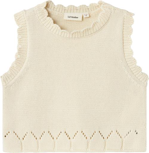 Lil' Atelier Nmframla Loose Short Knit Vest LIL Str 92 - Turtledove Strik hos Magasin