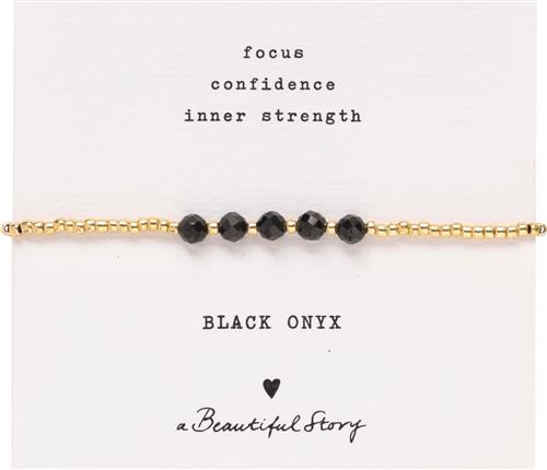 Se A Beautiful Story Essential Black Onyx Bracelet GC 16-22cm - Kædearmbånd Med Vedhæng hos Magasin ved Magasin