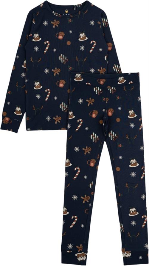 The New Tnholiday Nightset Str 110-116 cm/5-6 år - Navy Blazer Aop Nattøj Bomuld hos Magasin