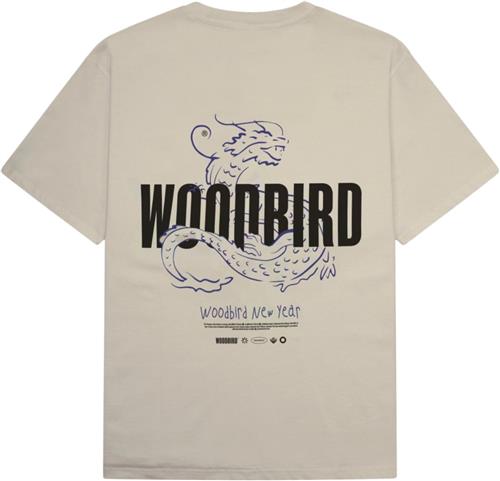 Woodbird Wbbaine Dragon Tee Mand Dark Beige Kortærmede T-shirts Str XL - hos Magasin