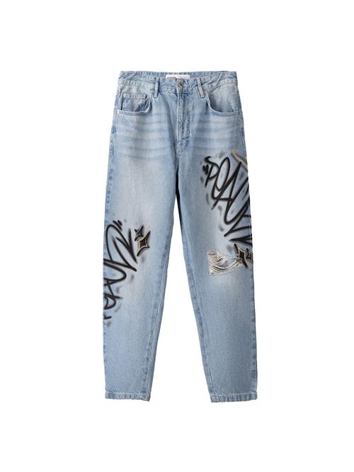 Bershka Jeans  lyseblå / grå / sort