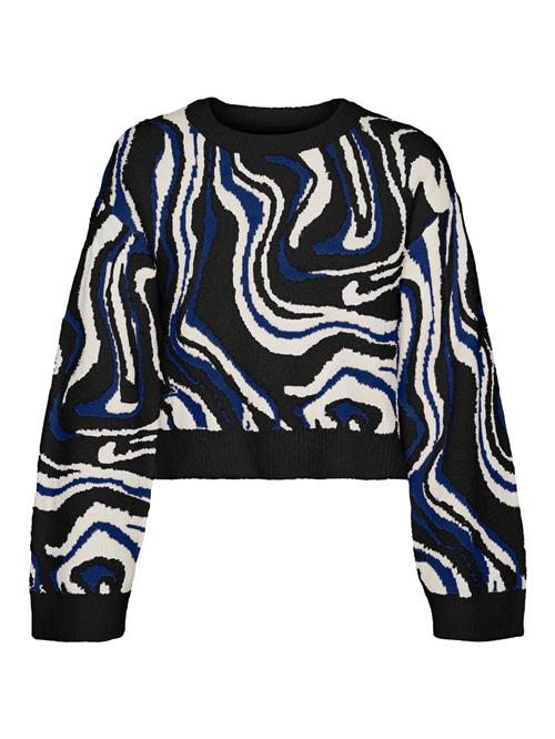 Se VERO MODA Pullover 'MALENE WIDE'  blå / hvid ved About You