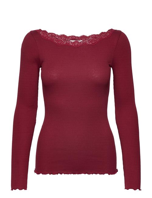 Se Rosemunde Organic T-Shirt W/Lace Rosemunde Red ved Booztlet