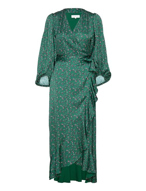 Malina Blossom Printed Wrap Midi Dress Malina Green