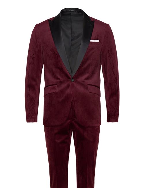 Se Lindbergh Velvet Tuxedo Suit Lindbergh Burgundy ved Booztlet