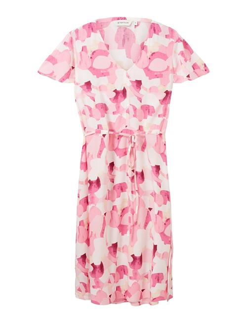 Printed Dress With Belt Tom Tailor Pink