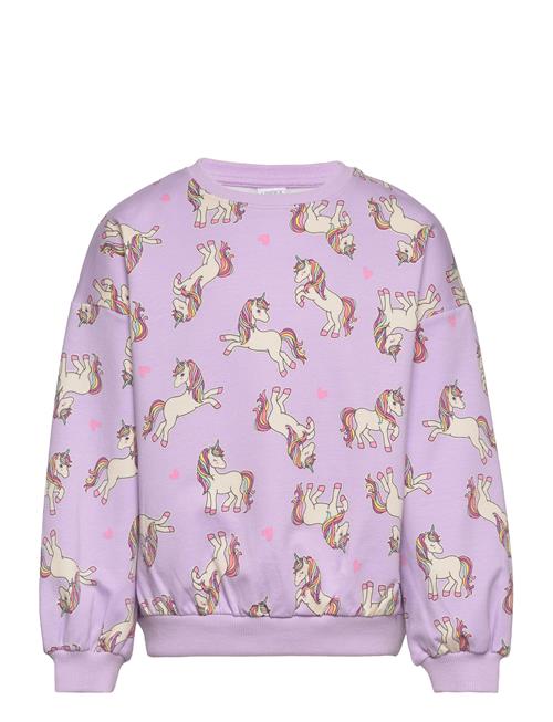 Lindex Sweatshirt Aop Unicorn Lindex Purple