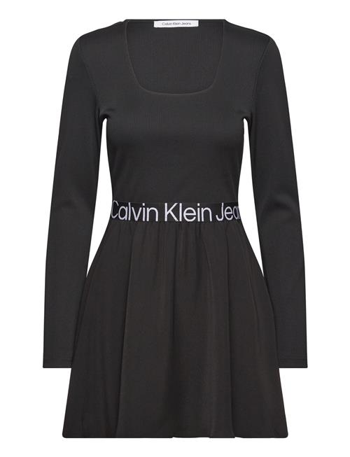 Calvin Klein Jeans Logo Elastic Long Sleeve Dress Calvin Klein Jeans Black