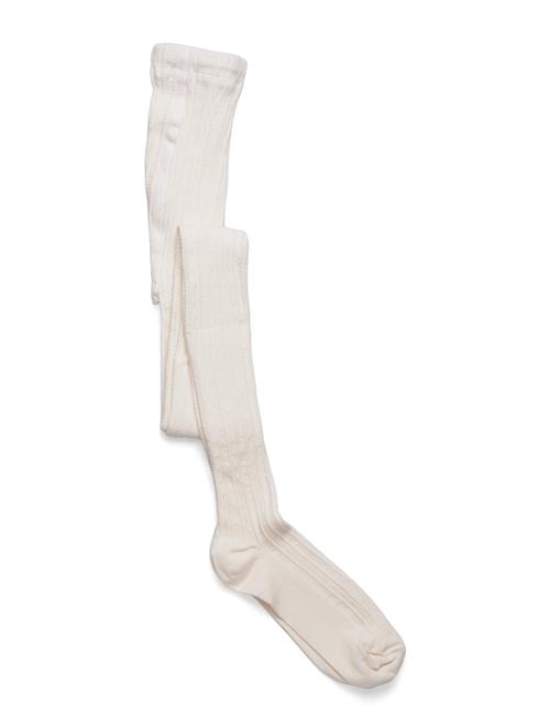 Se Geggamoja Cable Knitted Stockings Offwhite Geggamoja Cream ved Booztlet