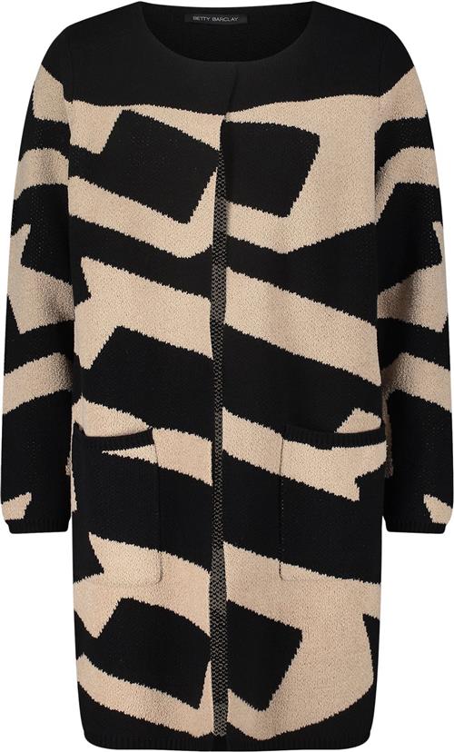 Betty Barclay Strickjacke Lang Kvinde Black-beige Cardigans Str 42 - hos Magasin