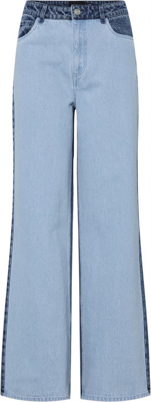 Pieces Pcfamy HW Wide Denim Jeans D2D FSY Kvinde Light Blue Denim/medium Blue Denim Jeans Str S Denim - hos Magasin