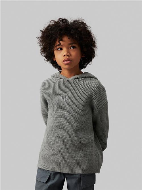 Calvin Klein Ribbed Monogram Hoodie Sweater Str 10 år - Msw Hættetrøjer hos Magasin