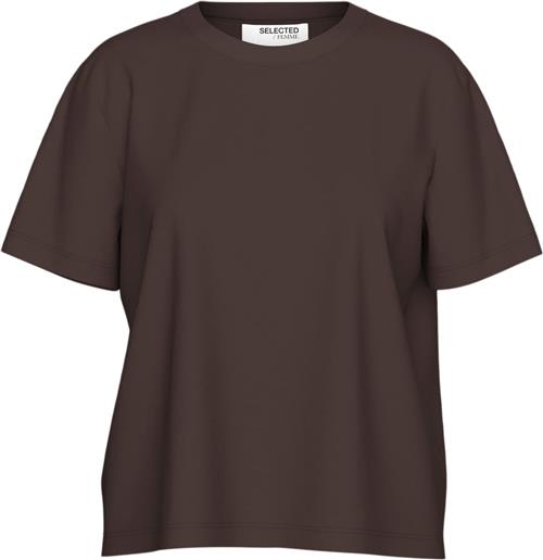 Selected Femme Slfessential SS Boxy TEE Noos Kvinde Coffee Bean Skjorter Str L - hos Magasin