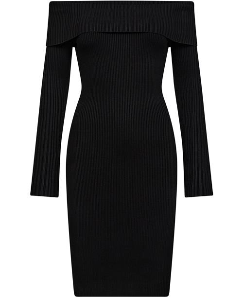 Se GUESS LS Fold Over RIB Julia Dress Kvinde Jet Black A996 Toppe Str L - hos Magasin ved Magasin